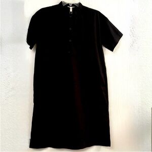 Eileen Fisher Black Organic Cotton Twill Oversized Casual Mini Dress XXS